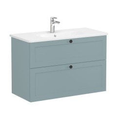 Vitra Root Classic 68886 Lavabo Dolabı, İki Çekmeceli, 100 Cm, Mat Fiyord Yeşili, Yuvarlak Lavabolu
