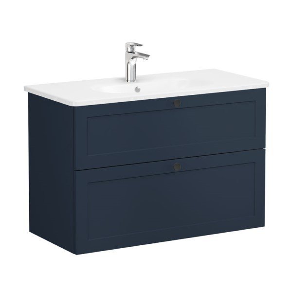 Vitra Root Classic 68888 Lavabo Dolabı, İki Çekmeceli, 100 Cm, Mat Lacivert, Yuvarlak Lavabolu