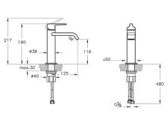Vitra A4281674 Suit Lavabo Bataryası Soft Altın