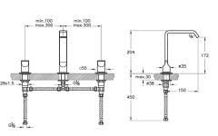 VitrA Suit A4278429 Ankastre lavabo bataryası (3 Delikli) Soft Bakır