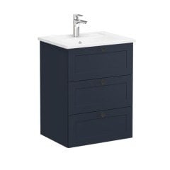 Vitra Root Classic 68902 Lavabo Dolabı, Üç Çekmeceli, 60 Cm, Mat Lacivert, Köşeli Lavabolu