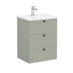 Vitra Root Classic 68903 Lavabo Dolabı, Üç Çekmeceli, 60 Cm, Mat Retro Yeşil, Köşeli Lavabolu