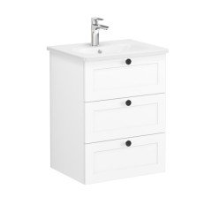 Vitra Root Classic 68904 Lavabo Dolabı, Üç Çekmeceli, 60 Cm, Mat Beyaz, Yuvarlak Lavabolu