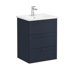 Vitra Root Classic 68909 Lavabo Dolabı, Üç Çekmeceli, 60 Cm, Mat Lacivert, Yuvarlak Lavabolu