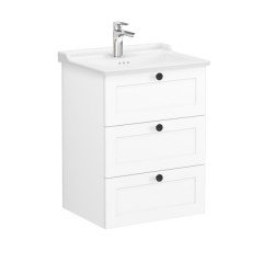 Vitra Root Classic 68911 Lavabo Dolabı, Üç Çekmeceli, 60 Cm, Mat Beyaz, Klasik Lavabolu