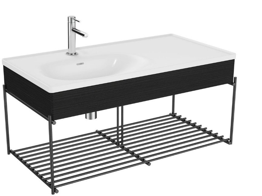 Vitra 64091 Equal Lavabo Ünitesi 100 Cm Asimetrik Lavabolu Hareli Siyah