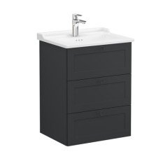 Vitra Root Classic 68915 Lavabo Dolabı, Üç Çekmeceli, 60 Cm, Mat Grafit, Klasik Lavabolu