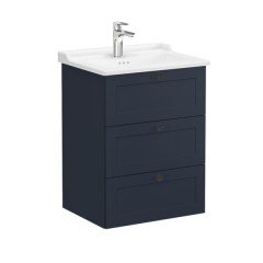 Vitra Root Classic 68916 Lavabo Dolabı, Üç Çekmeceli, 60 Cm, Mat Lacivert, Klasik Lavabolu