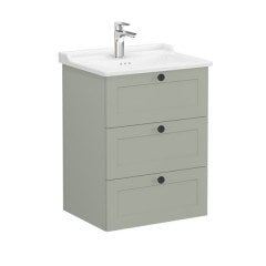 Vitra Root Classic 68917 Lavabo Dolabı, Üç Çekmeceli, 60 Cm, Mat Retro Yeşil, Klasik Lavabolu