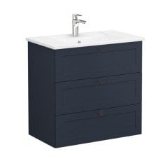 Vitra Root Classic 68923 Lavabo Dolabı, Üç Çekmeceli, 80 Cm, Mat Lacivert, Köşeli Lavabolu