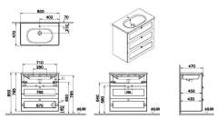 Vitra Root Classic 68927 Lavabo Dolabı, Üç Çekmeceli, 80 Cm, Mat Gri, Yuvarlak Lavabolu
