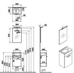 Vitra Mia 67089 Banyo Dolabı Seti 40Cm,Kapaklı Altın Meşe