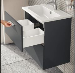 Vitra Mia 75102 Banyo Dolabı Seti 60Cm,Çekmeceli P.Antrasit
