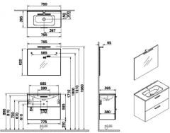 Vitra Mia 75024 Banyo Dolabı Seti 80Cm,Çekmeceli P.Beyaz