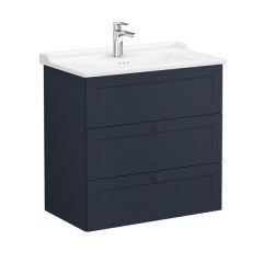 Vitra Root Classic 68937 Lavabo Dolabı, Üç Çekmeceli, 80 Cm, Mat Lacivert, Klasik Lavabolu