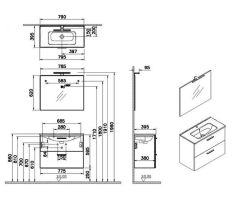 Vitra Mia 67093 Banyo Dolabı Seti 80Cm,Çekmeceli Altın Meşe