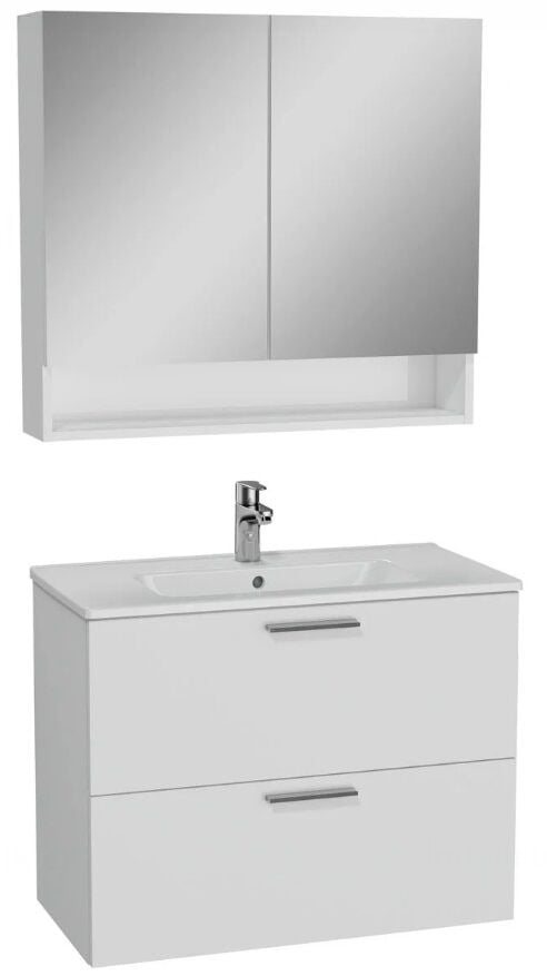 Vitra Mia 66050 Banyo Dolabı Seti(Raflı,Aynalı) 80Cm,Çekmeceli P.Beyaz