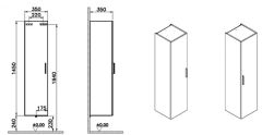 Vitra Mia 66167 Boy Dolabı Parlak Antrasit