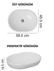 VitrA 5942B003-1082 Metropole Tezgah Altı Lavabo 60 cm Parlak Beyaz