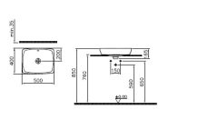 VitrA 5667B003-0012 Metropole Tezgah Üstü Çanak Lavabo 50 cm Beyaz