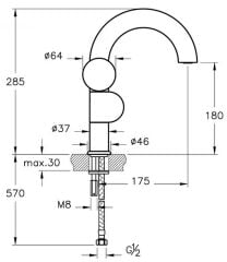 Vitra Liquid A42755 Lavabo Bataryası, Krom