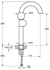 Vitra Liquid A4279439 Lavabo Bataryası,Yüksek Parlak Siyah