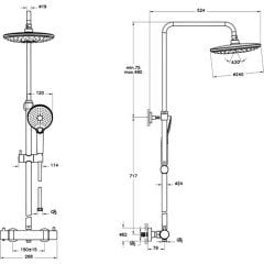VitrA AquaHeat Bliss 240 A4720574 2F Termostatik Duş Sistemi, Altın