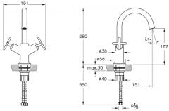 Vitra Origin Classic A4288425 Lavabo Bataryası Fırçalı Altın