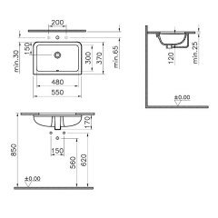 Vitra 7475B003-0618 S20 Tezgah Altı Lavabo 55x37 Cm Beyaz