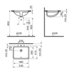 VitrA S50 5339B003-0012 Tezgah Altı Lavabo, 48 cm, Beyaz