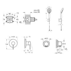 Artema Minimax S A49272 Ankastre Duş Seti, Krom, Cozy 5F