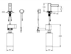 Vitra A4469936WTC Origin Temassız Sıvı Sabunluk, Tezgah Üstü (Elektrikli-Kısa) Mat Siyah