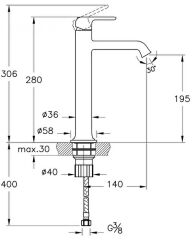 Vitra Origin Classic A4288236 Lavabo Bataryası(Üstten Kumandalı,Çanak)Mat Siyah