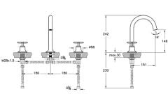 Vitra Origin Classic A42891 Lavabo Bataryası(3 Delikli Lavabolar İçin)Krom