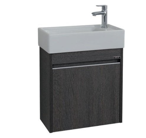 Lineart Moon 50 cm Dar Banyo Dolabı Antrasit Meşe+Ayna