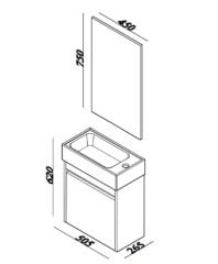 Lineart Moon 50 cm Dar Banyo Dolabı Antrasit Meşe+Ayna