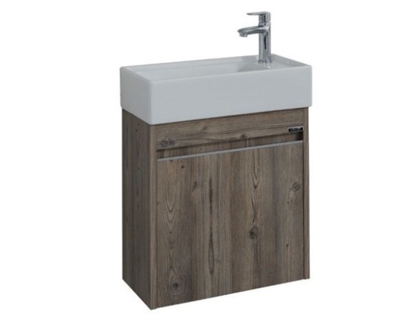 Lineart Moon 50 cm Dar Banyo Dolabı Gri Çam+Ayna