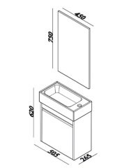 Lineart Moon 50 cm Dar Banyo Dolabı Gri Çam+Ayna