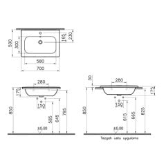 Vitra D-Light 5919B003-0001 Etajerli Lavabo, 70 cm, Beyaz