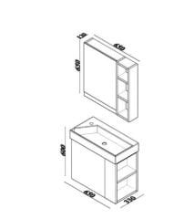 Lineart Trend 65 cm Dar Banyo Dolabı Cadiz+Dolaplı Ayna