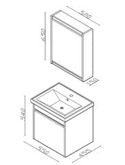 Lineart Mars 55 cm Banyo Dolabı Beyaz+Dolaplı Ayna