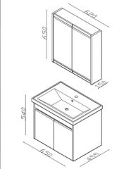 Lineart Mars 65 cm Banyo Dolabı Atlanstis+Dolaplı Ayna