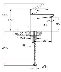 Artema Root Square A4273229 Lavabo Bataryası Bakır
