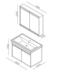 Lineart Mars 80 cm Banyo Dolabı +Dolaplı Ayna