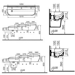 Vitra 7352b003-1742 Sento Üçlü (Üç Kademeli) Çocuk Lavabosu, 125 Cm Beyaz