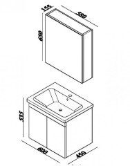 Lineart Lara 60cm Lavabo Dolabı + Dolaplı Ayna
