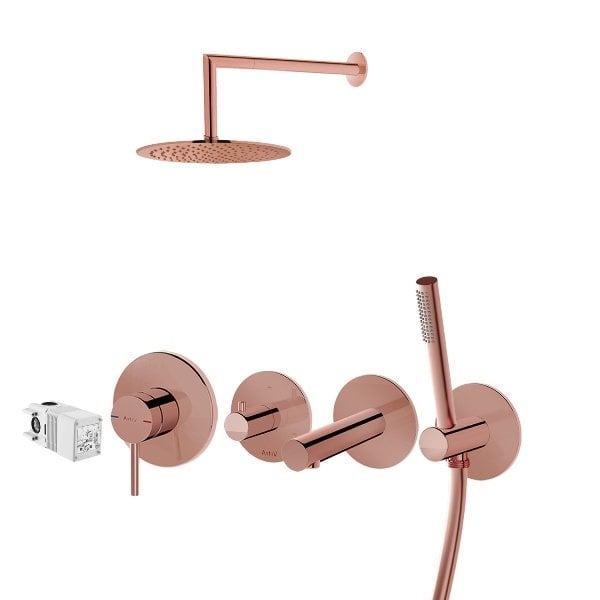 Vitra Origin Ankastre Duş Bataryası Seti 9 Parça - Bakır