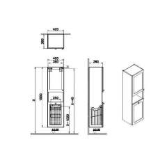 Vitra Root Classic 68522 Boy Dolabı, 40 Cm, Kısa, Çamaşır Sepetli, Mat Lacivert, Sol