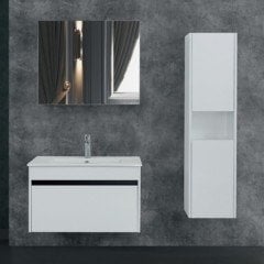 Lineart Balat 60  cm Banyo Dolabı Beyaz+Dolaplı Ayna