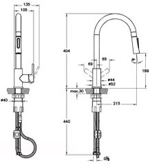 Artema Maestro Pull-Down A42145 Eviye Bataryası Krom